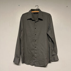 Men's AXIST Gray button down Dress Shirt size Large long sleeve formal